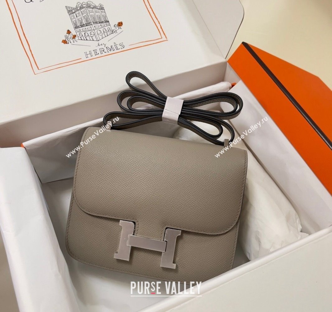 Hermes Constance Mini Bag 18cm in Epsom Palm-Grained Leather Pitch Grey/Silver 2024 (Half Handmade) (FLI-240828058)