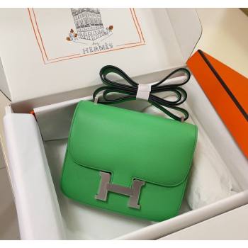 Hermes Constance Mini Bag 18cm in Epsom Palm-Grained Leather Cartoon Green/Silver 2024 (Half Handmade) (FLI-240828069)