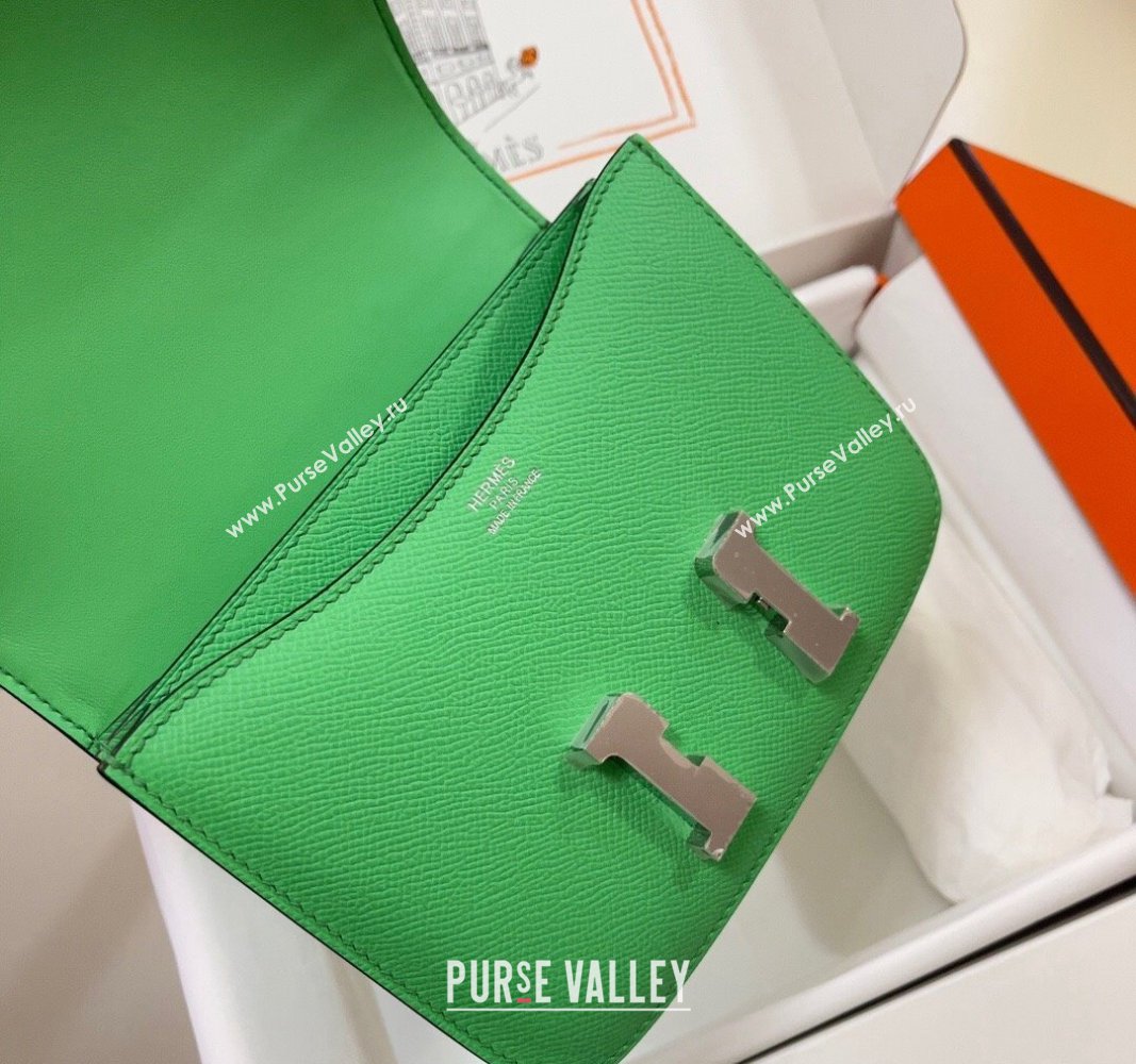 Hermes Constance Mini Bag 18cm in Epsom Palm-Grained Leather Cartoon Green/Silver 2024 (Half Handmade) (FLI-240828069)