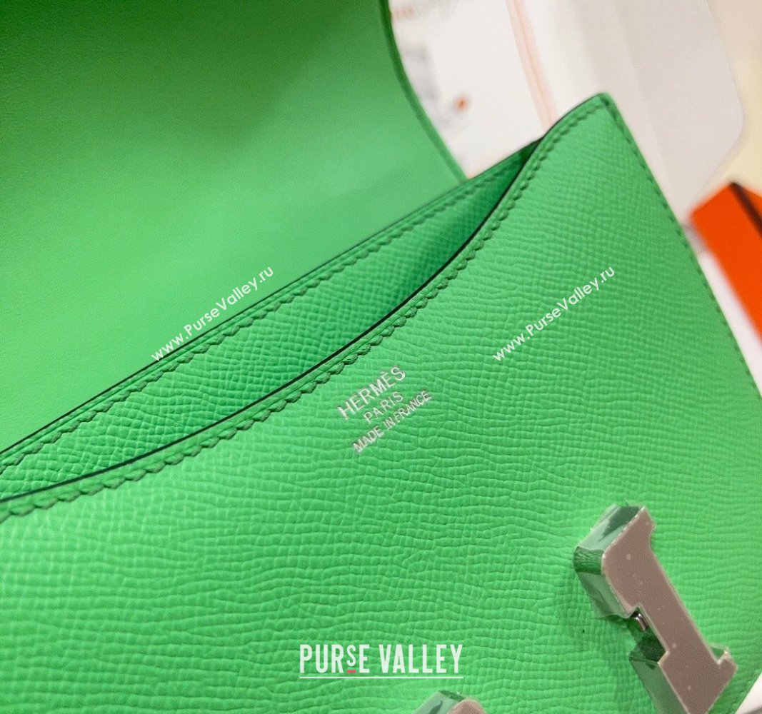 Hermes Constance Mini Bag 18cm in Epsom Palm-Grained Leather Cartoon Green/Silver 2024 (Half Handmade) (FLI-240828069)