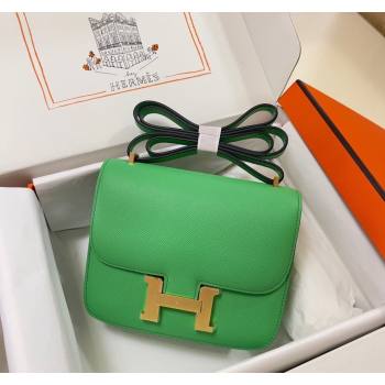 Hermes Constance Mini Bag 18cm in Epsom Palm-Grained Leather Cartoon Green/Gold 2024 (Half Handmade) (FLI-240828070)