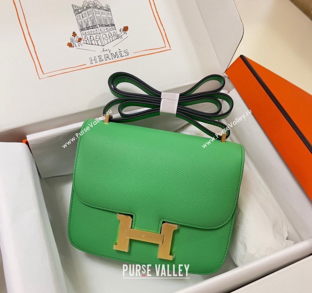 Hermes Constance Mini Bag 18cm in Epsom Palm-Grained Leather Cartoon Green/Gold 2024 (Half Handmade) (FLI-240828070)