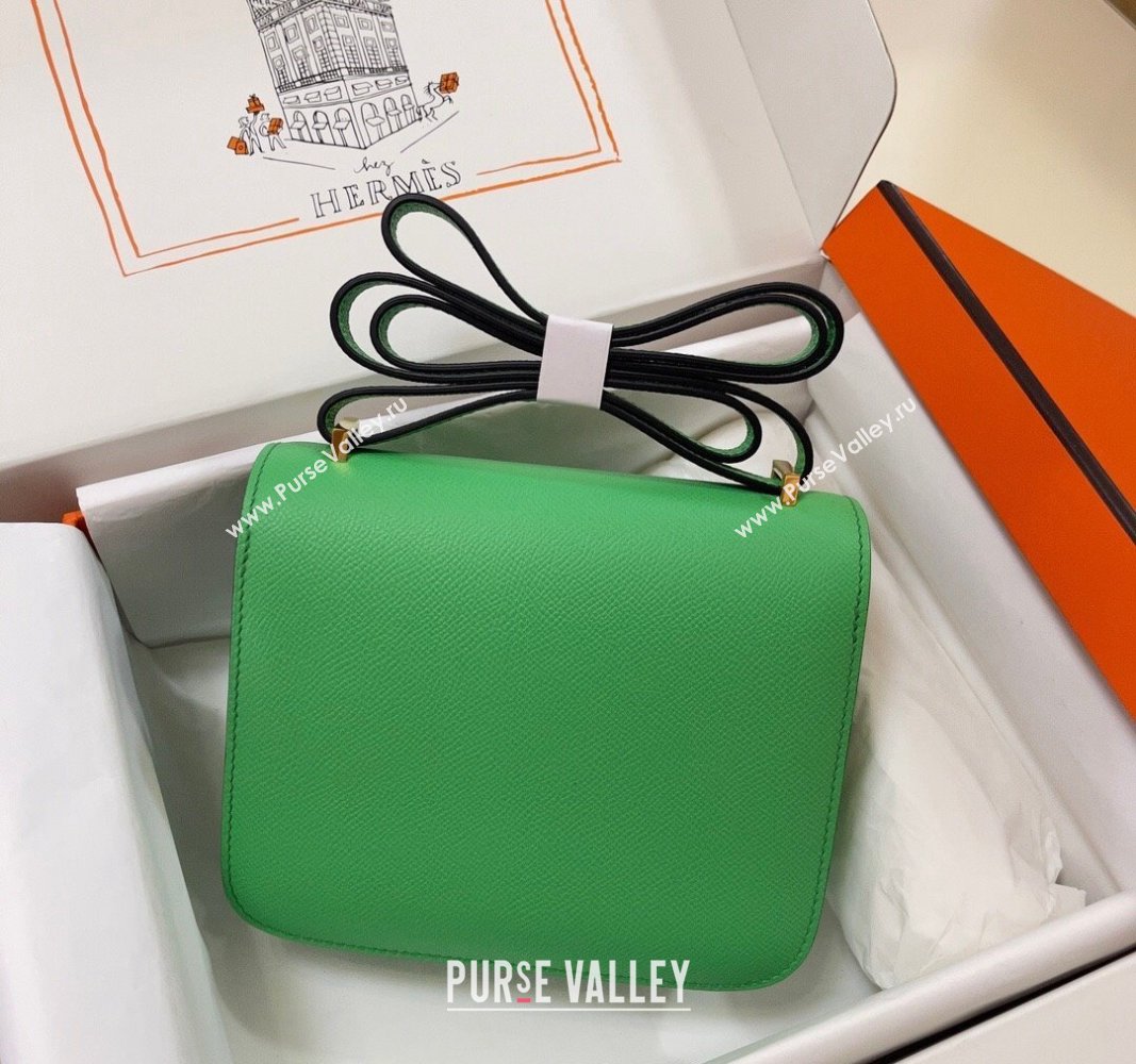 Hermes Constance Mini Bag 18cm in Epsom Palm-Grained Leather Cartoon Green/Gold 2024 (Half Handmade) (FLI-240828070)