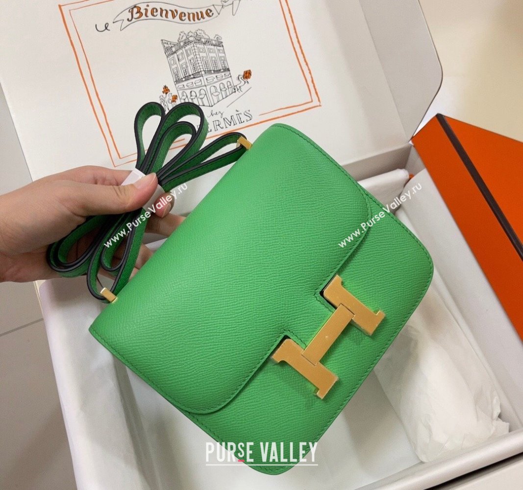 Hermes Constance Mini Bag 18cm in Epsom Palm-Grained Leather Cartoon Green/Gold 2024 (Half Handmade) (FLI-240828070)