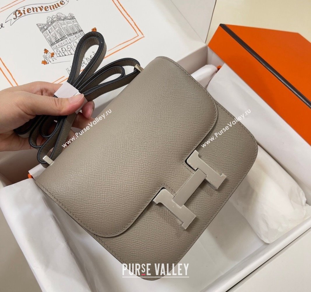 Hermes Constance Mini Bag 18cm in Epsom Palm-Grained Leather Pitch Grey/Silver 2024 (Half Handmade) (FLI-240828058)