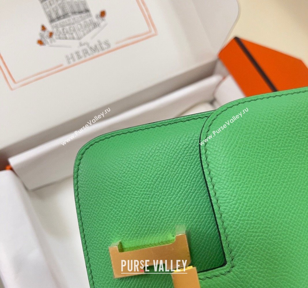 Hermes Constance Mini Bag 18cm in Epsom Palm-Grained Leather Cartoon Green/Gold 2024 (Half Handmade) (FLI-240828070)