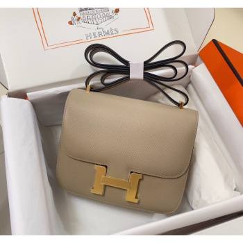 Hermes Constance Mini Bag 18cm in Epsom Palm-Grained Leather Coat Grey/Gold 2024 (Half Handmade) (FLI-240828071)