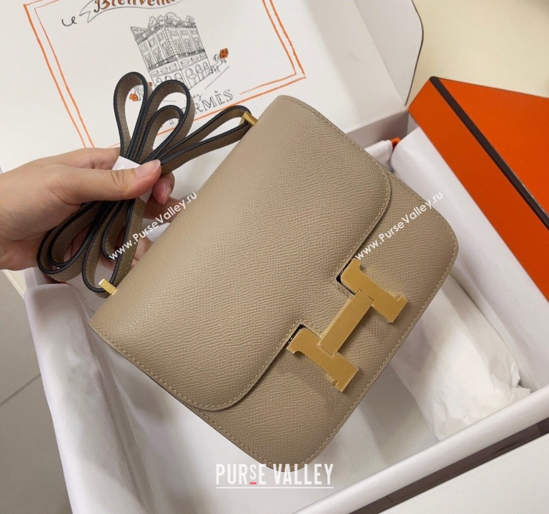 Hermes Constance Mini Bag 18cm in Epsom Palm-Grained Leather Coat Grey/Gold 2024 (Half Handmade) (FLI-240828071)