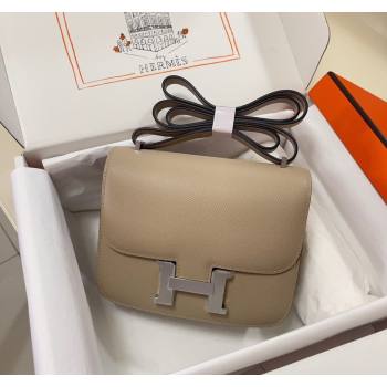 Hermes Constance Mini Bag 18cm in Epsom Palm-Grained Leather Coat Grey/Silver 2024 (Half Handmade) (FLI-240828072)