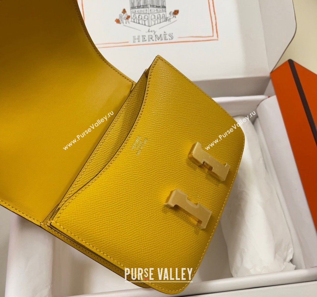 Hermes Constance Mini Bag 18cm in Epsom Palm-Grained Leather Amber Yellow/Gold 2024 (Half Handmade) (FLI-240828074)