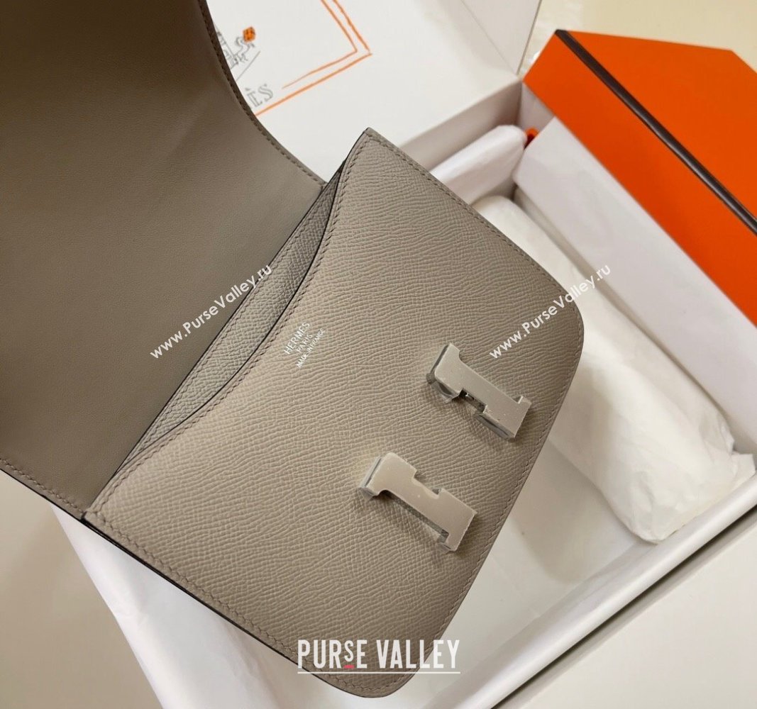 Hermes Constance Mini Bag 18cm in Epsom Palm-Grained Leather Pitch Grey/Silver 2024 (Half Handmade) (FLI-240828058)