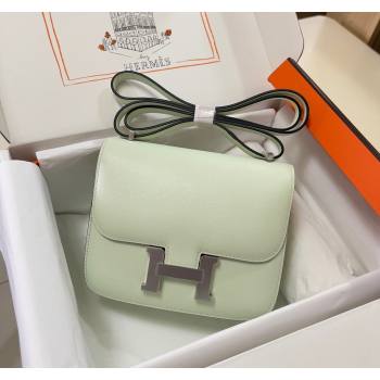 Hermes Constance Mini Bag 18cm in Epsom Palm-Grained Leather Bubble Green/Silver 2024 (Half Handmade) (FLI-240828075)