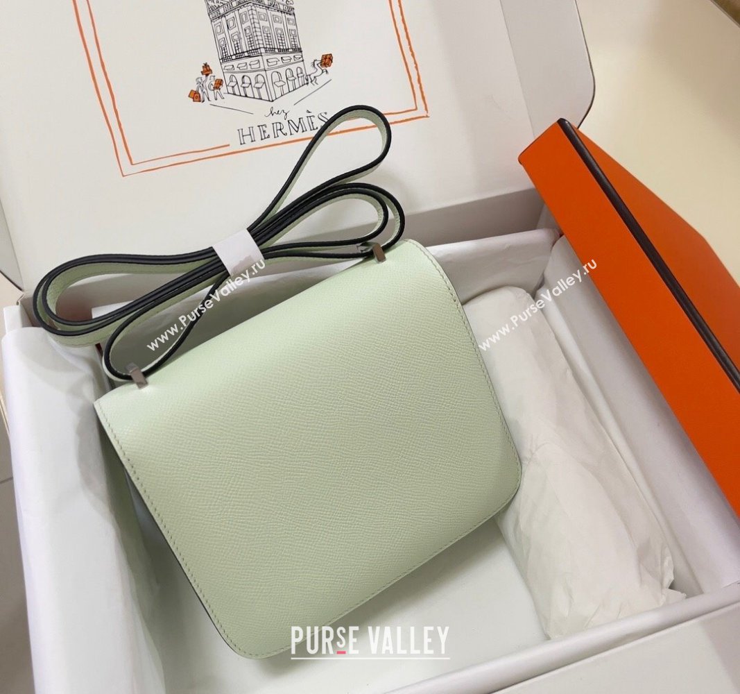 Hermes Constance Mini Bag 18cm in Epsom Palm-Grained Leather Bubble Green/Silver 2024 (Half Handmade) (FLI-240828075)