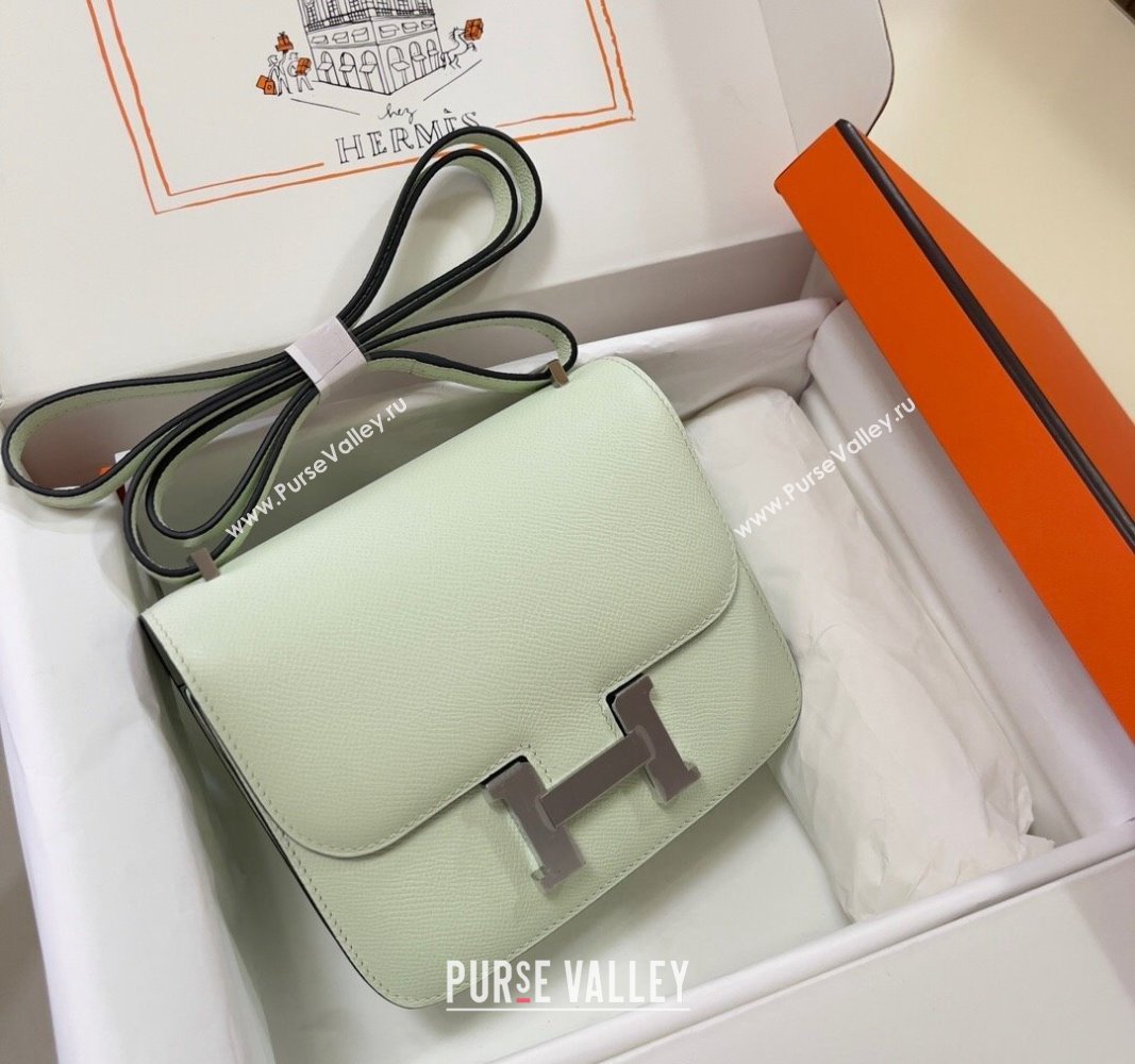 Hermes Constance Mini Bag 18cm in Epsom Palm-Grained Leather Bubble Green/Silver 2024 (Half Handmade) (FLI-240828075)