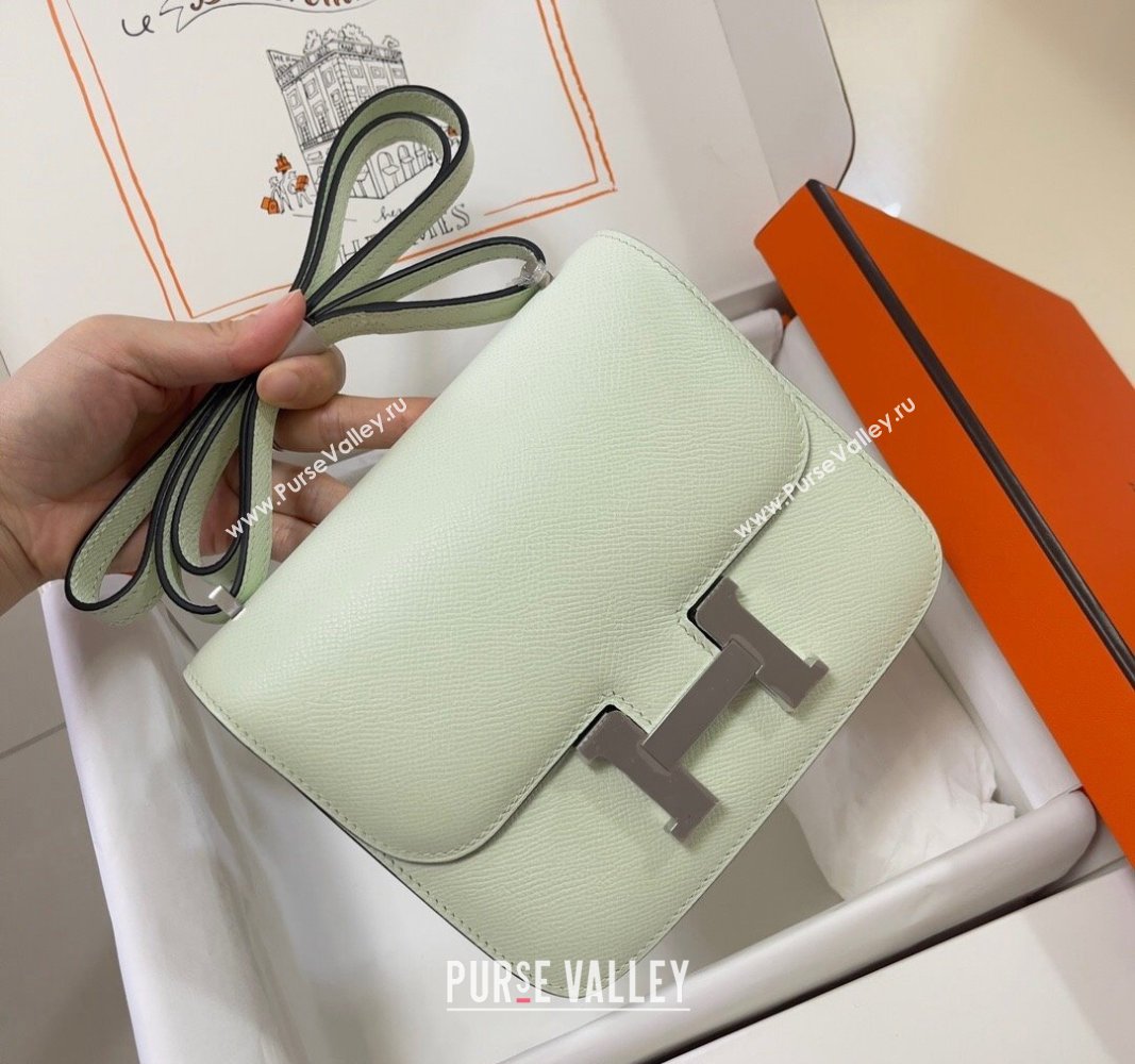 Hermes Constance Mini Bag 18cm in Epsom Palm-Grained Leather Bubble Green/Silver 2024 (Half Handmade) (FLI-240828075)