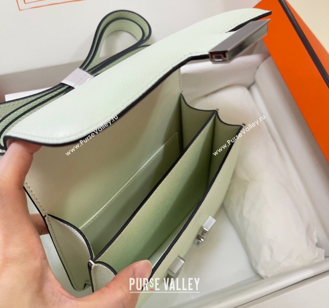 Hermes Constance Mini Bag 18cm in Epsom Palm-Grained Leather Bubble Green/Silver 2024 (Half Handmade) (FLI-240828075)