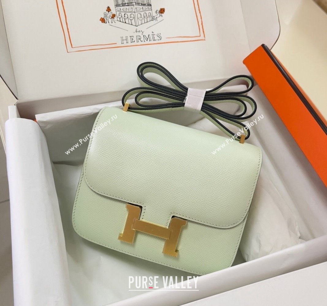 Hermes Constance Mini Bag 18cm in Epsom Palm-Grained Leather Bubble Green/Gold 2024 (Half Handmade) (FLI-240828076)