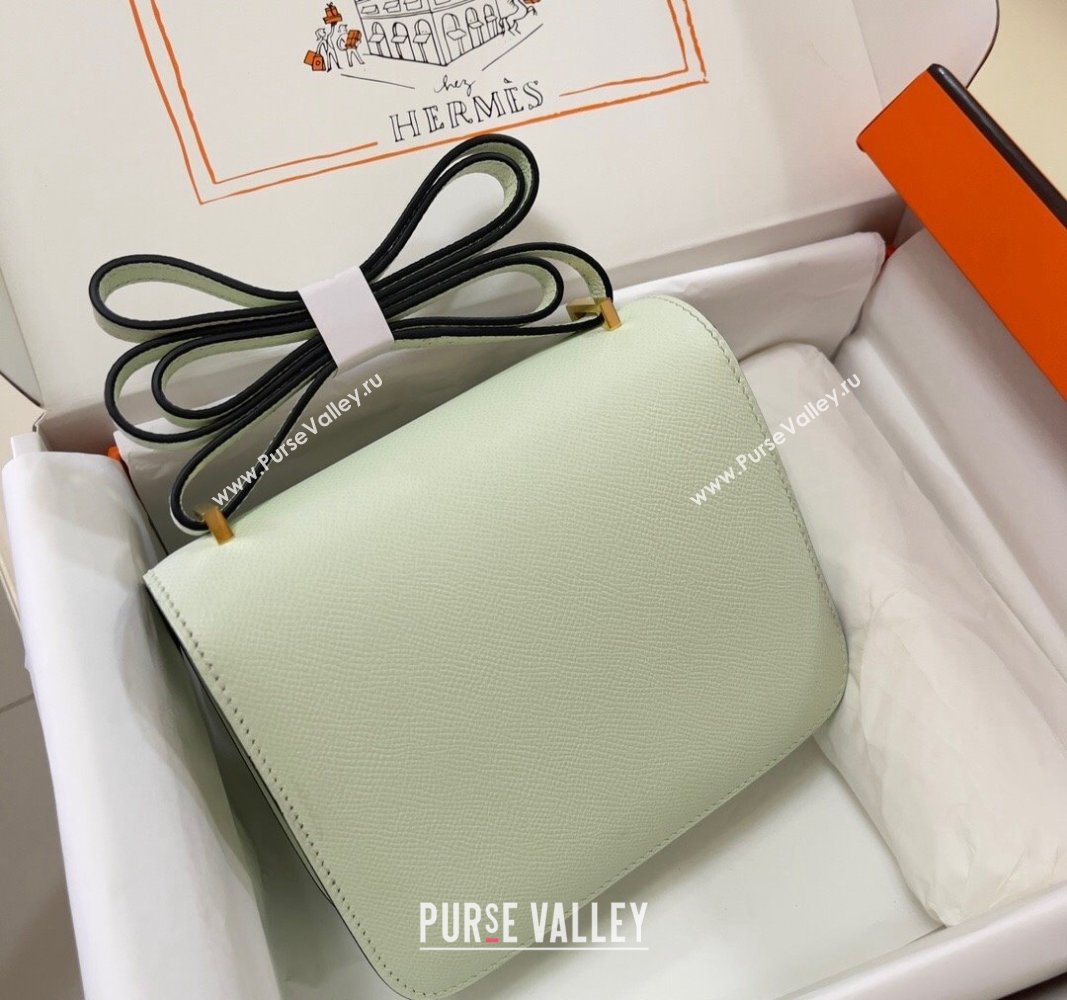 Hermes Constance Mini Bag 18cm in Epsom Palm-Grained Leather Bubble Green/Gold 2024 (Half Handmade) (FLI-240828076)