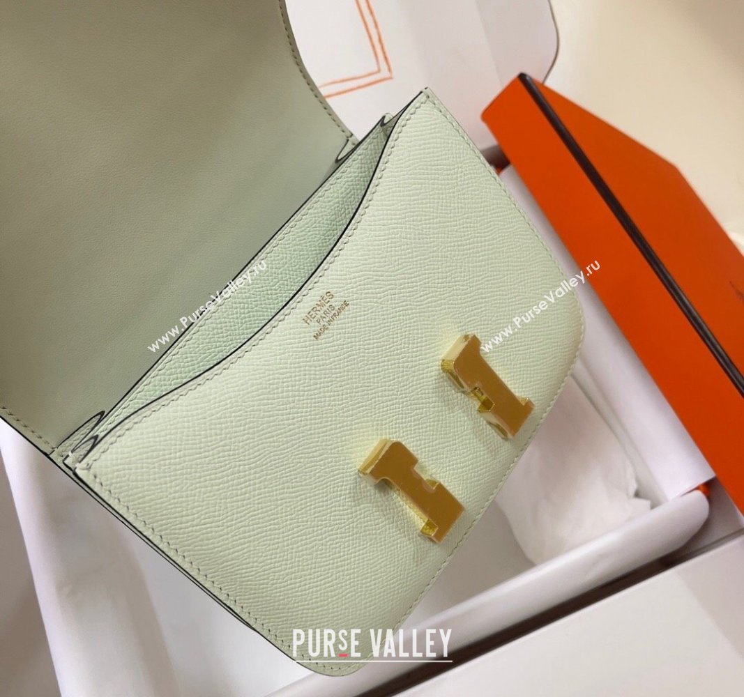 Hermes Constance Mini Bag 18cm in Epsom Palm-Grained Leather Bubble Green/Gold 2024 (Half Handmade) (FLI-240828076)