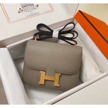 Hermes Constance Mini Bag 18cm in Epsom Palm-Grained Leather Pitch Grey/Gold 2024 (Half Handmade) (FLI-240828057)