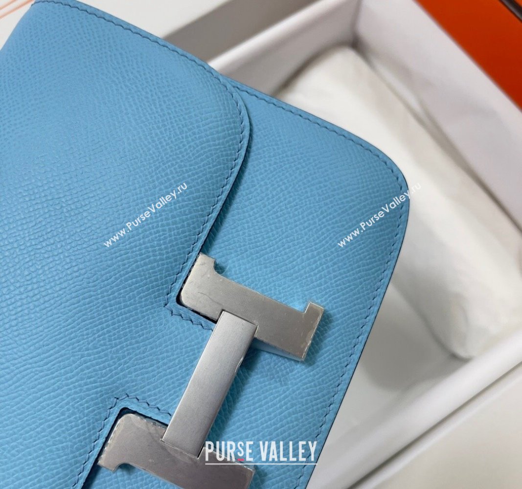 Hermes Constance Mini Bag 18cm in Epsom Palm-Grained Leather Candy Blue/Silver 2024 (Half Handmade) (FLI-240828079)