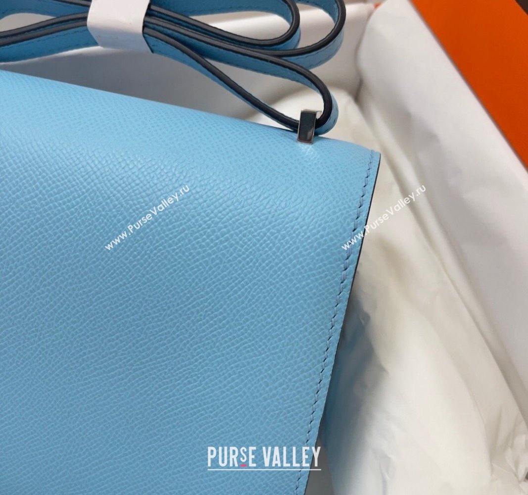 Hermes Constance Mini Bag 18cm in Epsom Palm-Grained Leather Candy Blue/Silver 2024 (Half Handmade) (FLI-240828079)