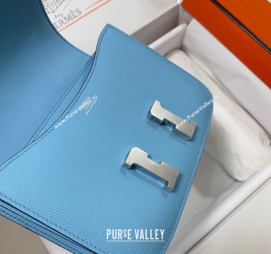 Hermes Constance Mini Bag 18cm in Epsom Palm-Grained Leather Candy Blue/Silver 2024 (Half Handmade) (FLI-240828079)