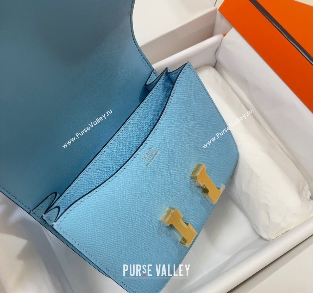 Hermes Constance Mini Bag 18cm in Epsom Palm-Grained Leather Candy Blue/Gold 2024 (Half Handmade) (FLI-240828080)