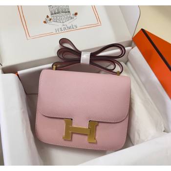 Hermes Constance Mini Bag 18cm in Epsom Palm-Grained Leather 3Q Sakura Pink/Gold 2024 (Half Handmade) (FLI-240828081)