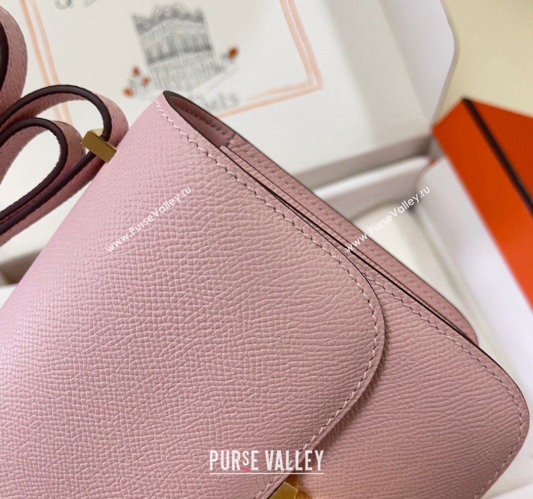 Hermes Constance Mini Bag 18cm in Epsom Palm-Grained Leather 3Q Sakura Pink/Gold 2024 (Half Handmade) (FLI-240828081)