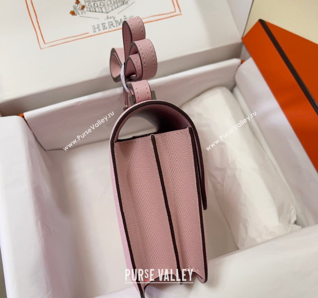 Hermes Constance Mini Bag 18cm in Epsom Palm-Grained Leather 3Q Sakura Pink/Silver 2024 (Half Handmade) (FLI-240828082)