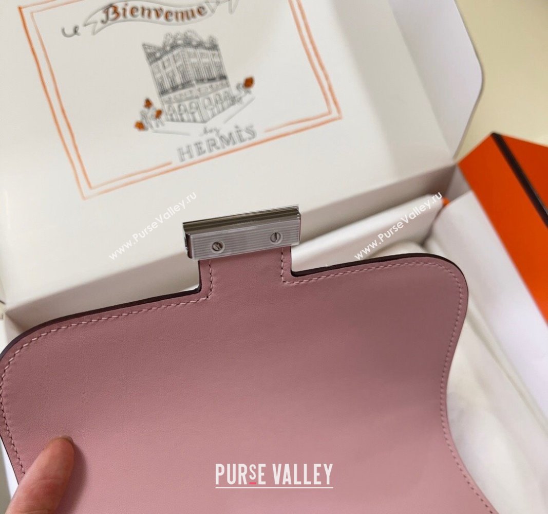 Hermes Constance Mini Bag 18cm in Epsom Palm-Grained Leather 3Q Sakura Pink/Silver 2024 (Half Handmade) (FLI-240828082)