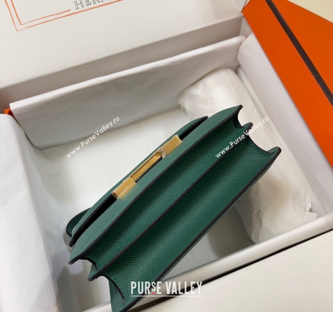 Hermes Constance Mini Bag 18cm in Epsom Palm-Grained Leather Peacock Green/Gold 2024 (Half Handmade) (FLI-240828084)