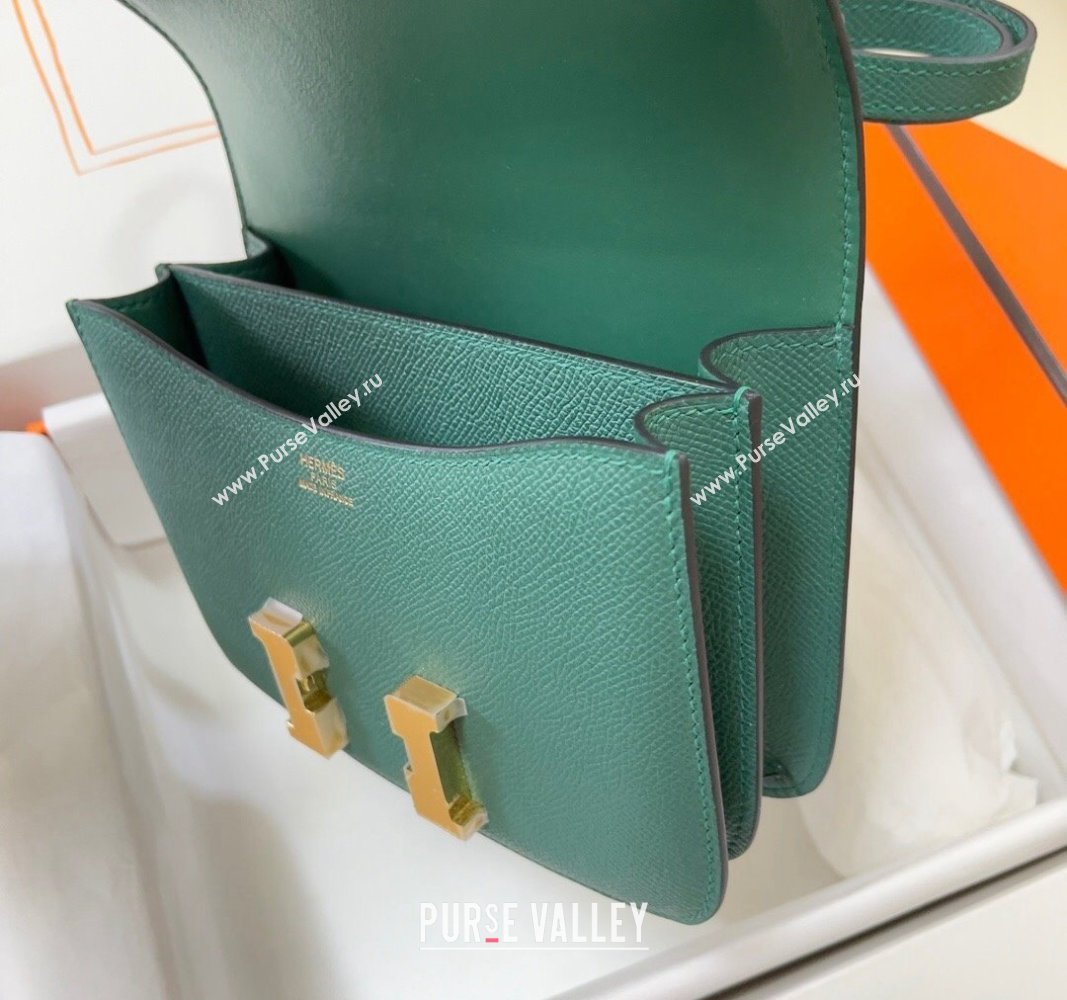 Hermes Constance Mini Bag 18cm in Epsom Palm-Grained Leather Peacock Green/Gold 2024 (Half Handmade) (FLI-240828084)