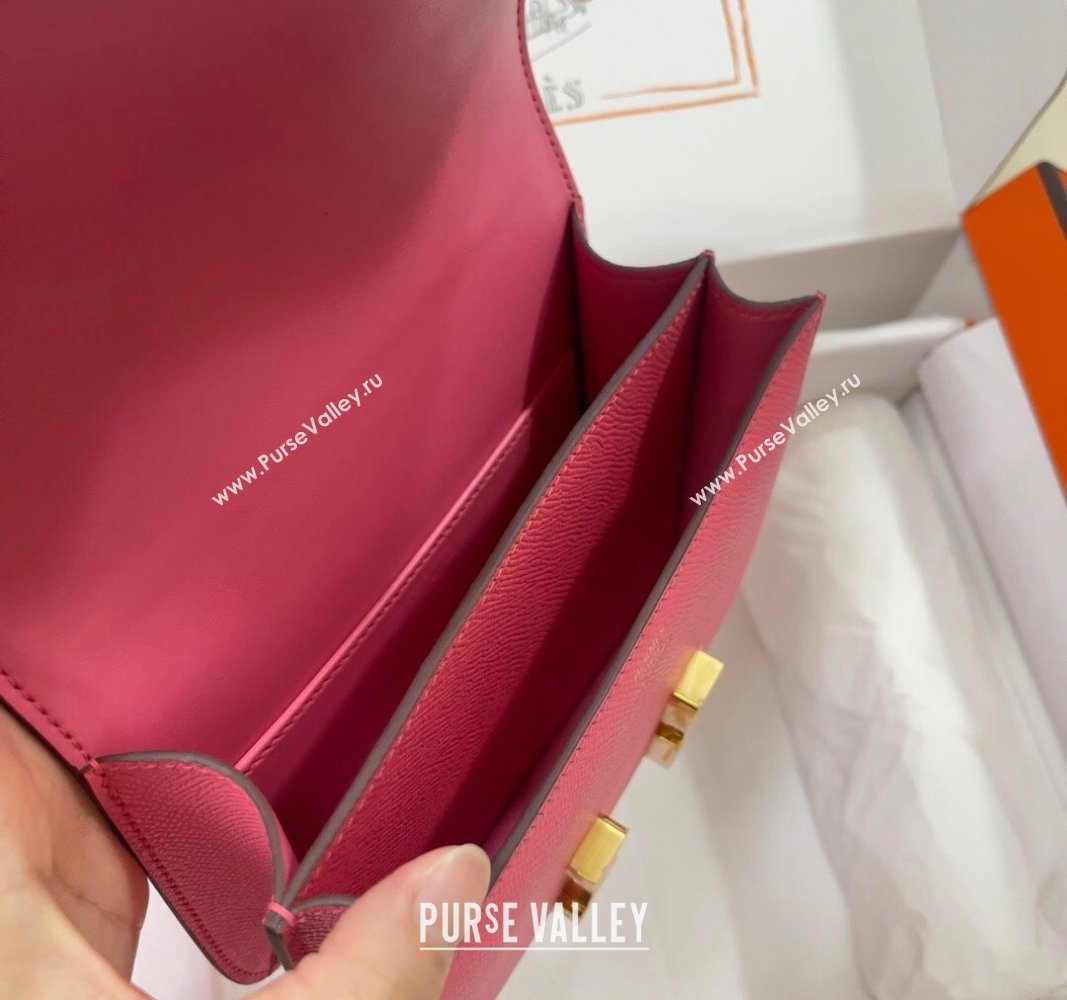 Hermes Constance Mini Bag 18cm in Epsom Palm-Grained Leather Lipstick Pink/Gold 2024 (Half Handmade) (FLI-240828090)