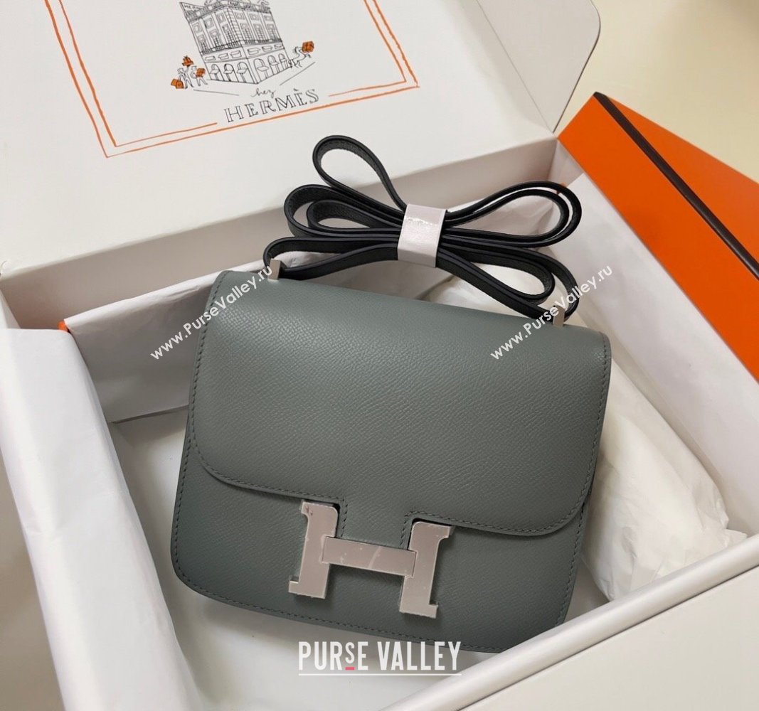 Hermes Constance Mini Bag 18cm in Epsom Palm-Grained Leather Almond Green/Silver 2024 (Half Handmade) (FLI-240828091)