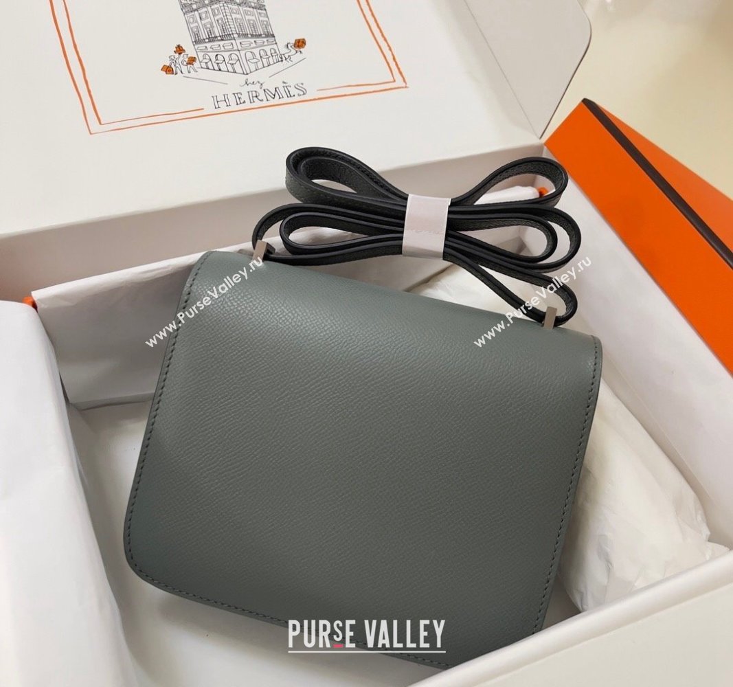 Hermes Constance Mini Bag 18cm in Epsom Palm-Grained Leather Almond Green/Silver 2024 (Half Handmade) (FLI-240828091)