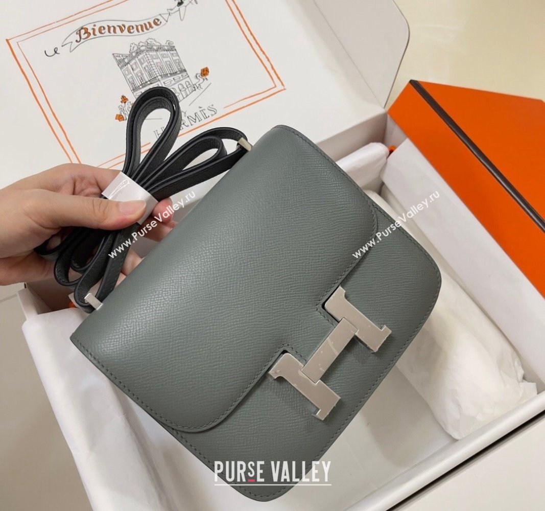 Hermes Constance Mini Bag 18cm in Epsom Palm-Grained Leather Almond Green/Silver 2024 (Half Handmade) (FLI-240828091)