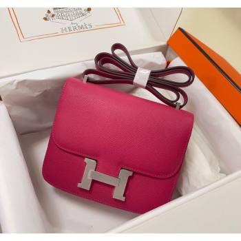 Hermes Constance Mini Bag 18cm in Epsom Palm-Grained Leather Acme Pink/Silver 2024 (Half Handmade) (FLI-240828093)