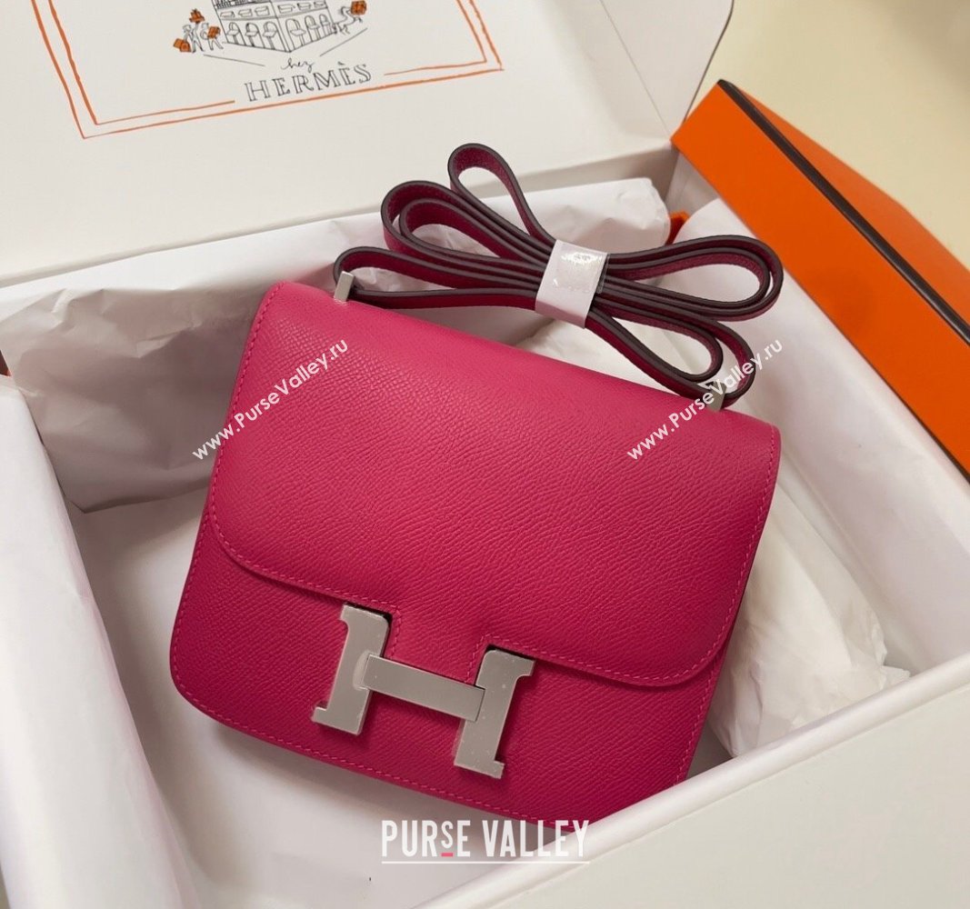 Hermes Constance Mini Bag 18cm in Epsom Palm-Grained Leather Acme Pink/Silver 2024 (Half Handmade) (FLI-240828093)