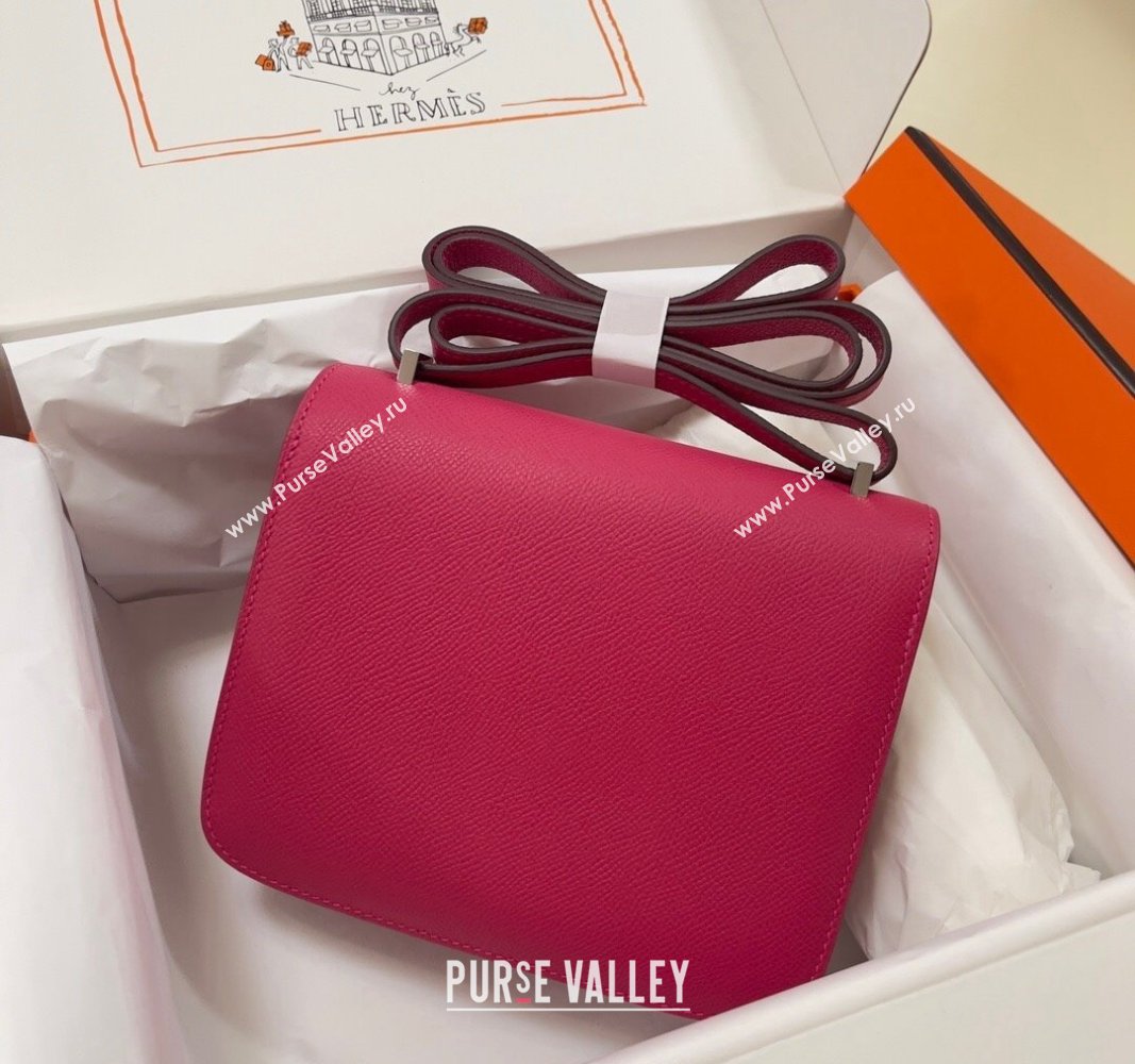 Hermes Constance Mini Bag 18cm in Epsom Palm-Grained Leather Acme Pink/Silver 2024 (Half Handmade) (FLI-240828093)