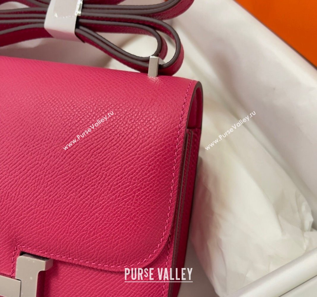 Hermes Constance Mini Bag 18cm in Epsom Palm-Grained Leather Acme Pink/Silver 2024 (Half Handmade) (FLI-240828093)