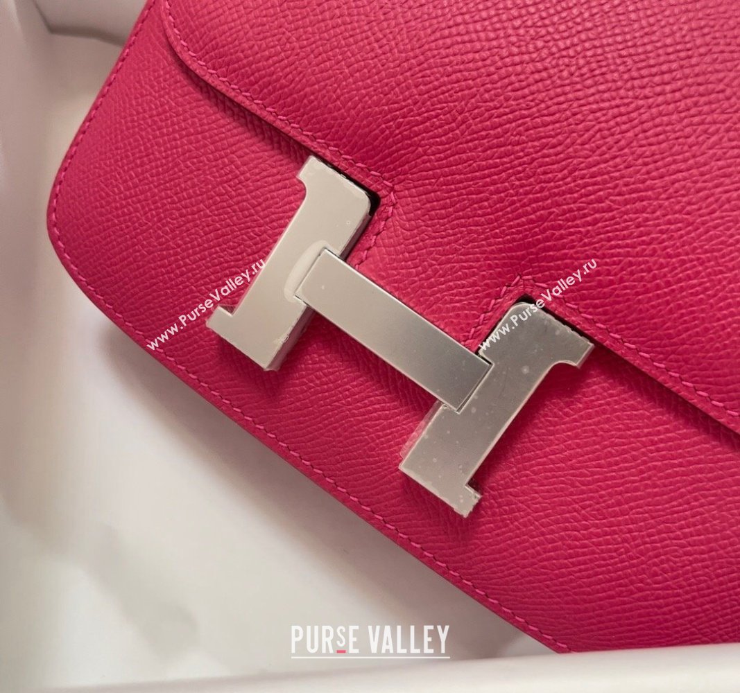 Hermes Constance Mini Bag 18cm in Epsom Palm-Grained Leather Acme Pink/Silver 2024 (Half Handmade) (FLI-240828093)