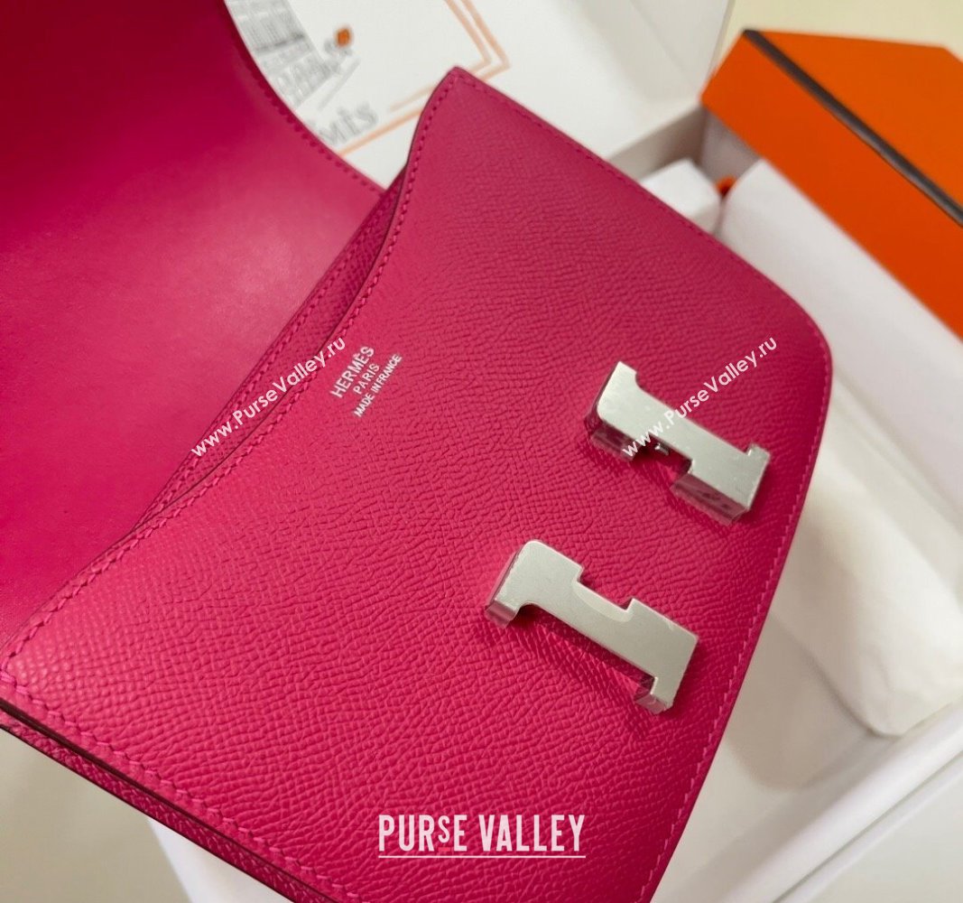 Hermes Constance Mini Bag 18cm in Epsom Palm-Grained Leather Acme Pink/Silver 2024 (Half Handmade) (FLI-240828093)