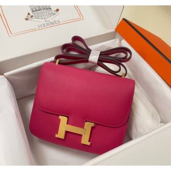 Hermes Constance Mini Bag 18cm in Epsom Palm-Grained Leather Acme Pink/Gold 2024 (Half Handmade) (FLI-240828094)