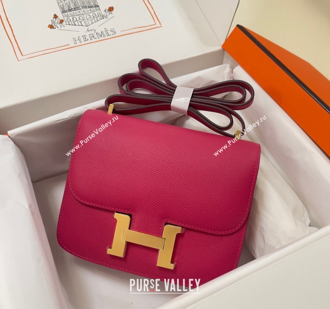 Hermes Constance Mini Bag 18cm in Epsom Palm-Grained Leather Acme Pink/Gold 2024 (Half Handmade) (FLI-240828094)