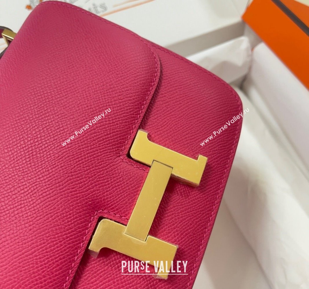 Hermes Constance Mini Bag 18cm in Epsom Palm-Grained Leather Acme Pink/Gold 2024 (Half Handmade) (FLI-240828094)