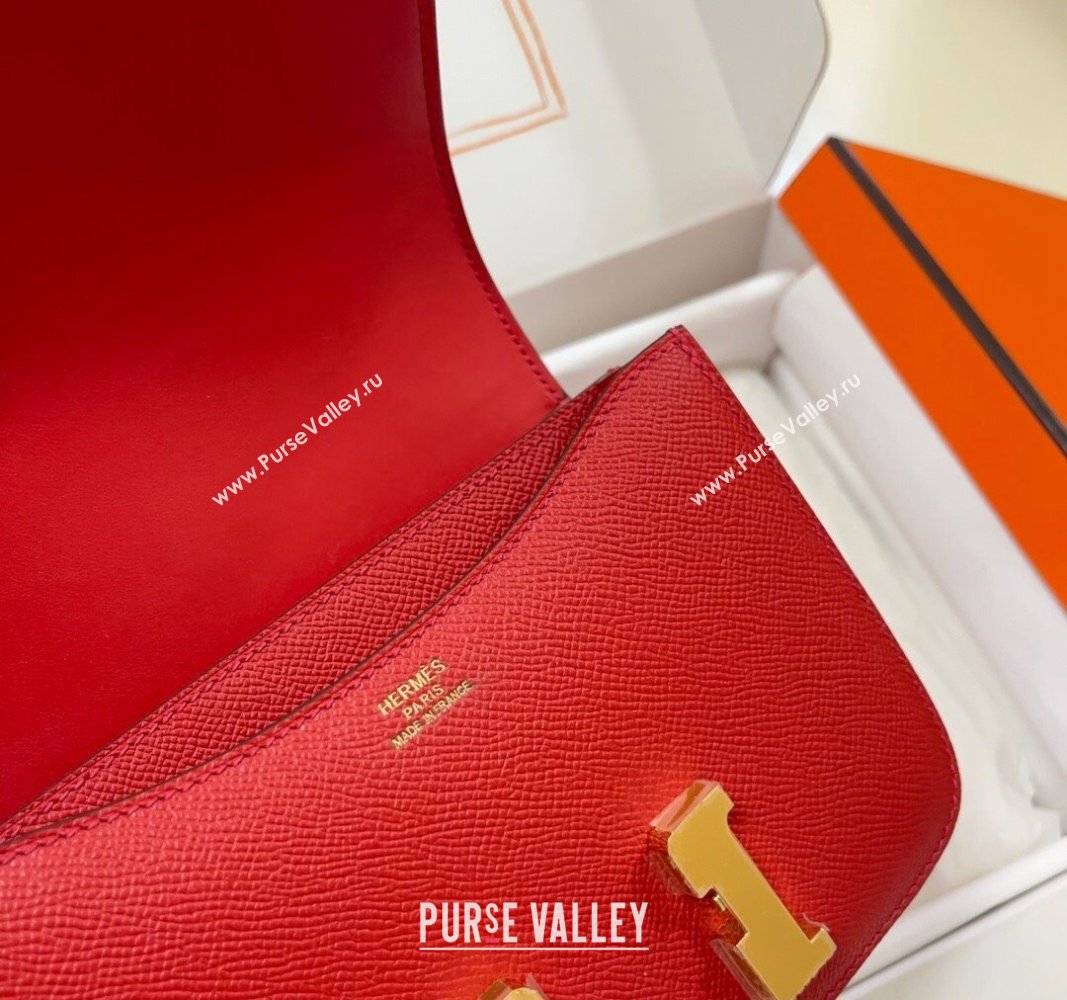 Hermes Constance Mini Bag 18cm in Epsom Palm-Grained Leather Red/Gold 2024 (Half Handmade) (FLI-240828060)