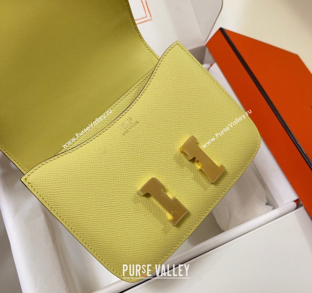 Hermes Constance Mini Bag 18cm in Epsom Palm-Grained Leather Chick Yellow/Gold 2024 (Half Handmade) (FLI-240828096)