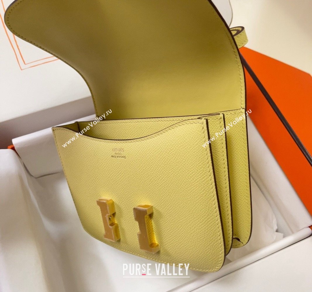 Hermes Constance Mini Bag 18cm in Epsom Palm-Grained Leather Chick Yellow/Gold 2024 (Half Handmade) (FLI-240828096)